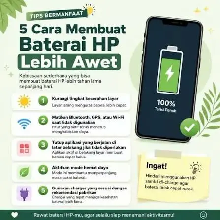 cara merawat baterai HP awet